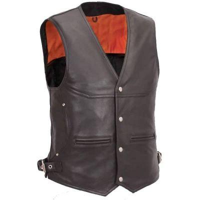 Biker-Lederweste mit Taschen