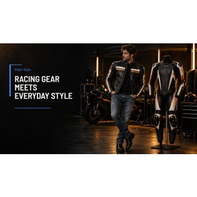 レザージャケットを使ったMotoGP風のカジュアルコーディネート