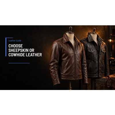 Vestes en cuir de mouton et en cuir de vachette comparées côte à côte