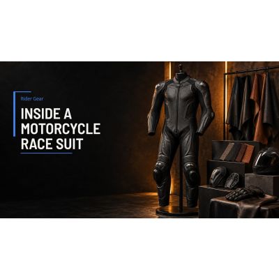Combinaison moto de course en cuir avec panneaux et zones de protection