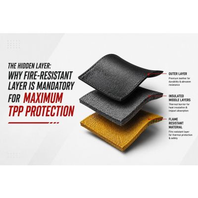 Fire-resistant layer in racing suit providing thermal protection for drivers