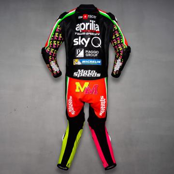 Svart Aprilia kostym i ett stycke 2019 Aleix Espargaro