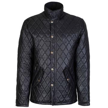 Diamond Leather Jacket Men Black