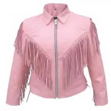 Light Pink Jacket for Women with Fringe