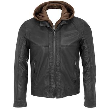 Men's Leather Parka With Hood