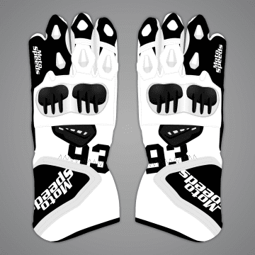 Marc Marquez Black and White Motorcycle Gloves British GP 24