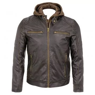 Hoodie leather jacket online