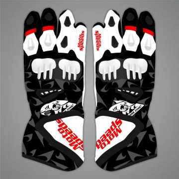 Pedro Acosta Black and White Moto Gloves MotoGP 2025