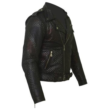 Union Jack Perforated Leather Summer Jacket Men