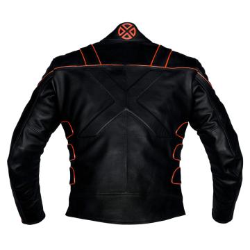 X-Men Leather Motorcycle Jacket with Orange Piping