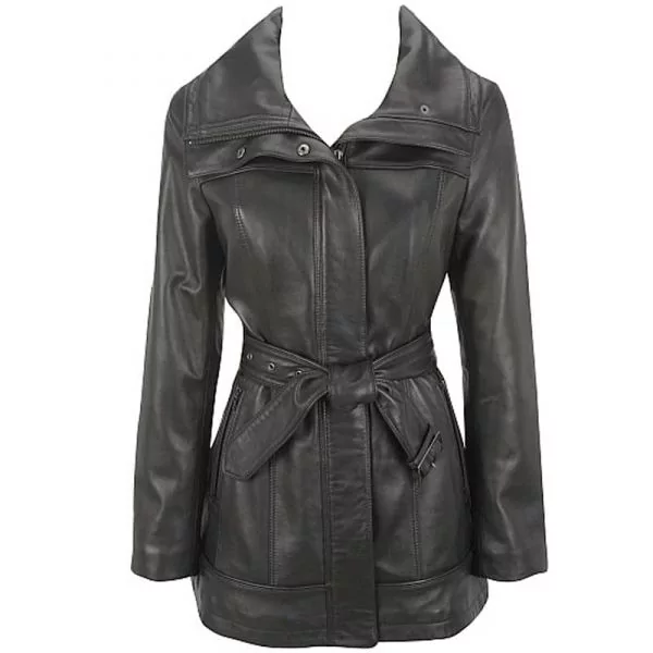 Belted Leather Duffle Coat