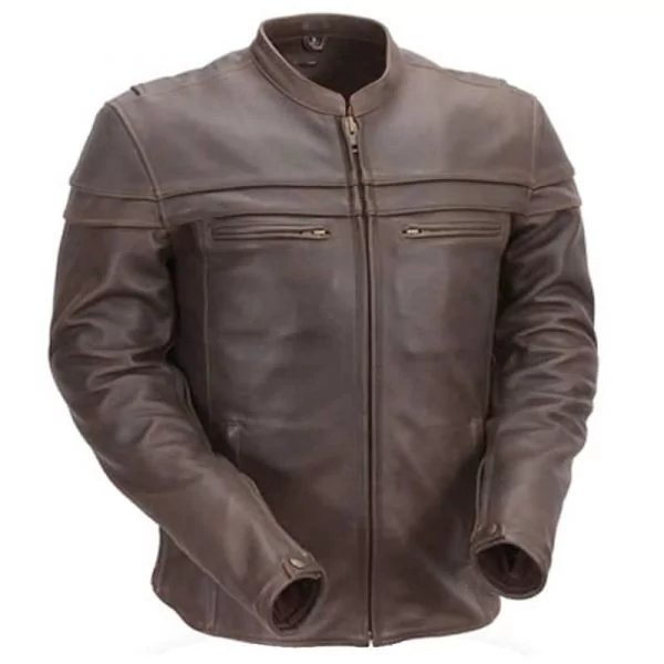 Mandarin collar leather jacket best sale