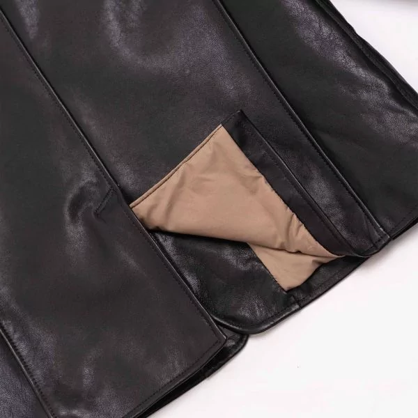 Black leather car coat clearance