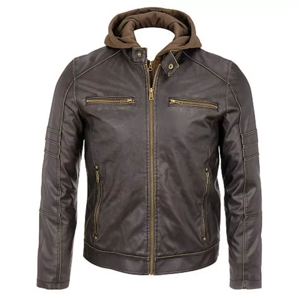 High collar leather jacket mens best sale