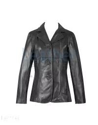 black leather blazer womens