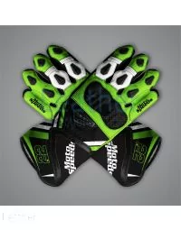Gants de moto noirs et verts