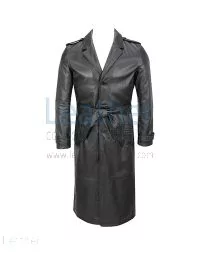 black leather trench coat