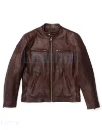 Brown Cafe Racer Leather Jacket