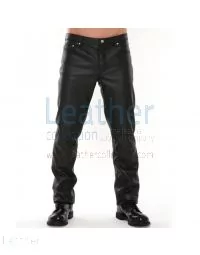 Classic Leather Jeans Black front view