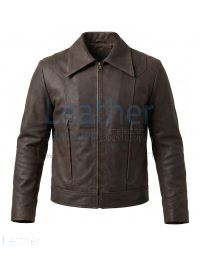 Wolverine Origins Brown Leather Jacket front view