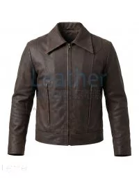 Wolverine Origins Brown Leather Jacket front view