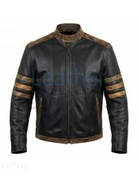 Wolverine X-Men Black Leather Jacket front view