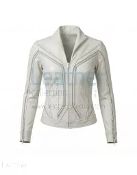 Black Widow White Leather Jacket front view