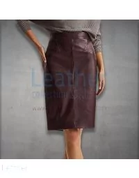 High Waisted Leather Skirt front view
