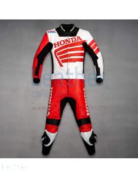 honda motogp racing leather suit front view team livery