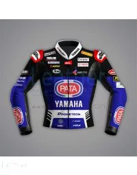 Veste de moto noire et bleue