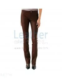 ladies leather pants brown
