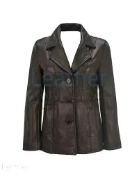 3 button leather blazer