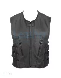 black leather vest