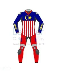 マレーシアフラッグレザーバイクスーツ