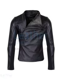 Slim & Smart Leather Jacket with Fur Lining front view