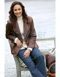 Womens Leather Peacoat Brown