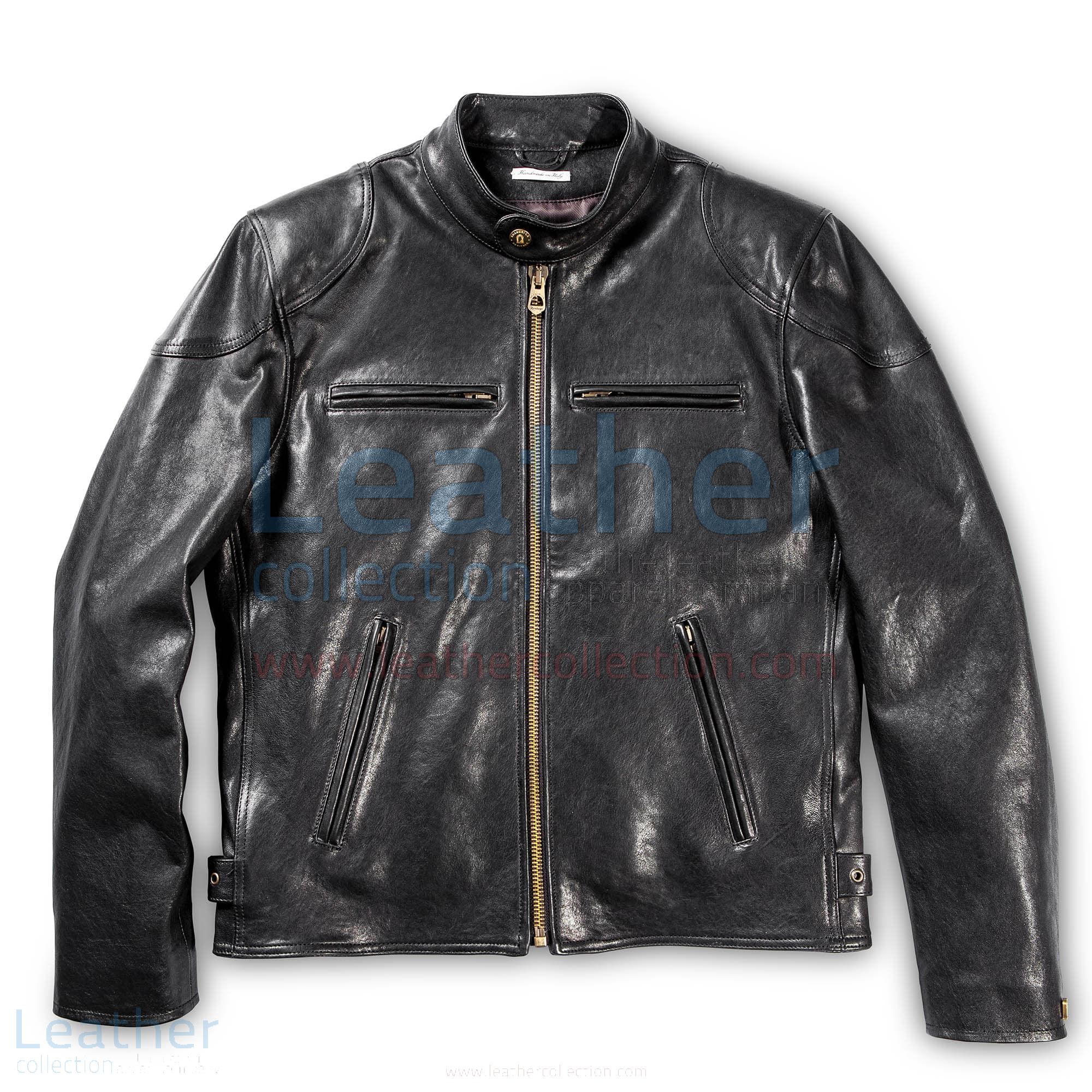 Men s Black Cafe Racer Moto Jacket Vintage Style