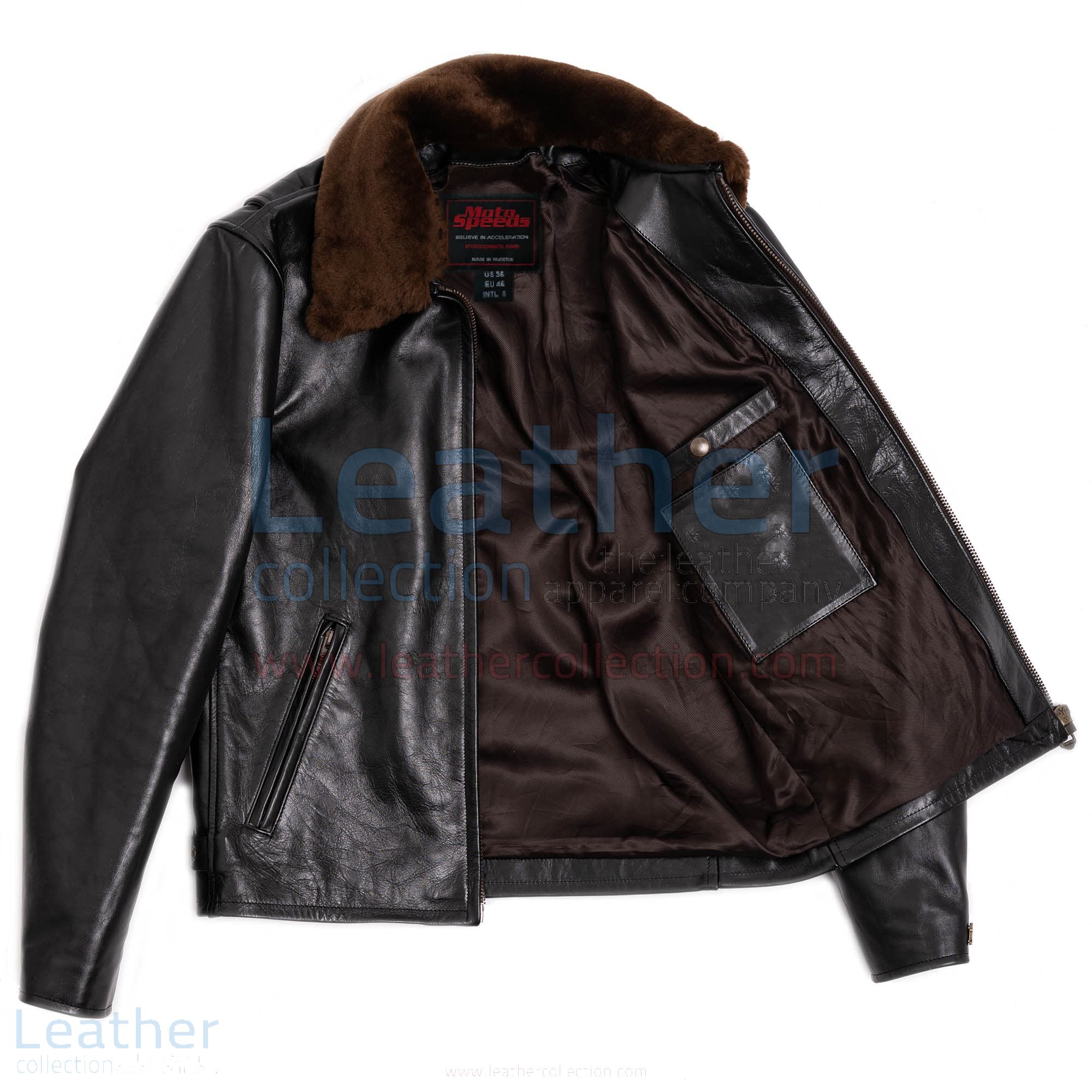 Leather moto jacket with fur collar new arrivals