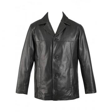 Blazer en cuir noir pour homme