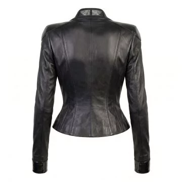 Aeon Flux Black Leather Jacket back view