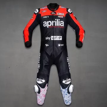 Aleix Espargaro Aprilia Racing Leather Suit MotoGP 2022 front view