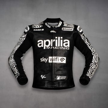 Schwarze und weiße Motorradjacke