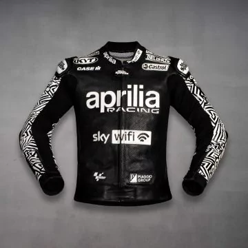 Schwarz-Weiße Motorradlederjacke