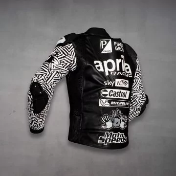 Aprilia Racing Lederjacke Aleix Espargaro Winter Test 2022 Linke Seitenansicht