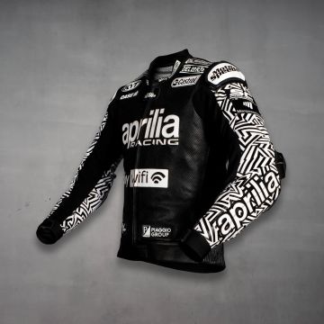 Aleix Espargaro Schwarz-Weiße Motorradjacke WT 2022