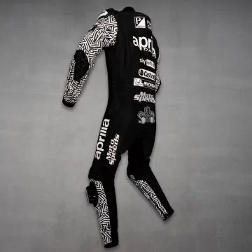 Aleix Espargaro Black Biker Suit Aprilia Winter Test 2022