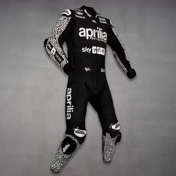 Aleix Espargaro Black Biker Suit Aprilia Winter Test 2022