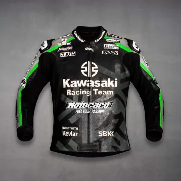 アレックス・ロウズ カワサキ WSBK 2022 レプリカジャケット 黒×グリーン 真正面