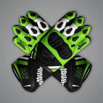 Alex Lowes Black and Green Motorcycle Gloves 2024