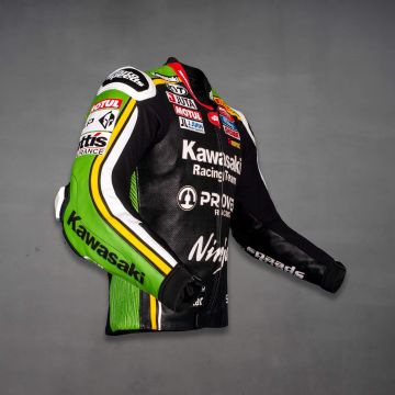 giacca da moto nera e verde